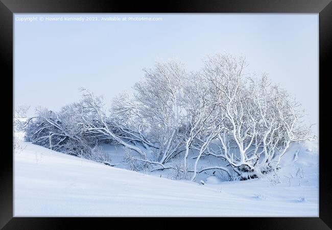 Tree buried in snowdrift on Rannoch Moor Framed Print by Howard Kennedy