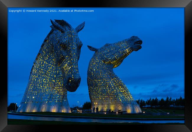 The Kelpies at The Helix, Scotland Framed Print by Howard Kennedy