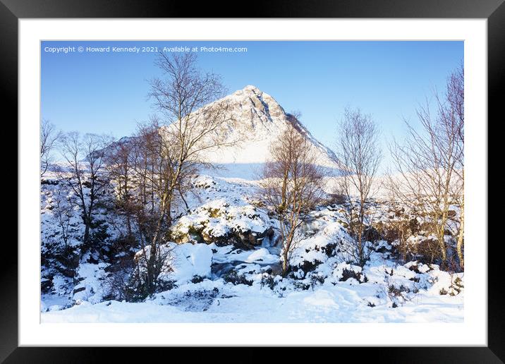Buachaille Etive Mor in snow Framed Mounted Print by Howard Kennedy