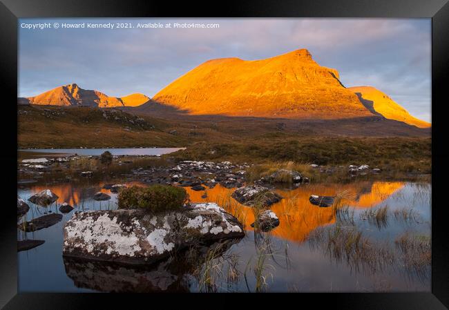 Dawn light on Quinag in Sutherland Framed Print by Howard Kennedy