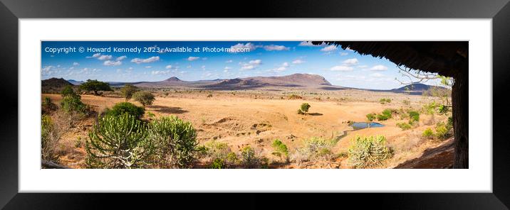Panorama of Rhino Valley in Tsavo West Framed Mounted Print by Howard Kennedy