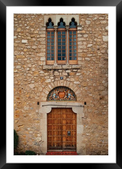 Mediterranean Romanesque building doorway Framed Mounted Print by Miguel Herrera