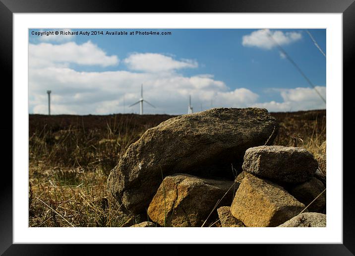  Rocks and Wind turbines  Framed Mounted Print by Richard Auty