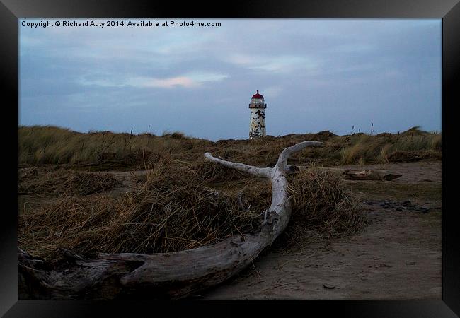  Driftwood and the Lighthouse Framed Print by Richard Auty