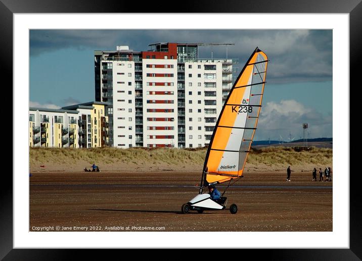 Sand Karting on Swansea Beach Framed Mounted Print by Jane Emery