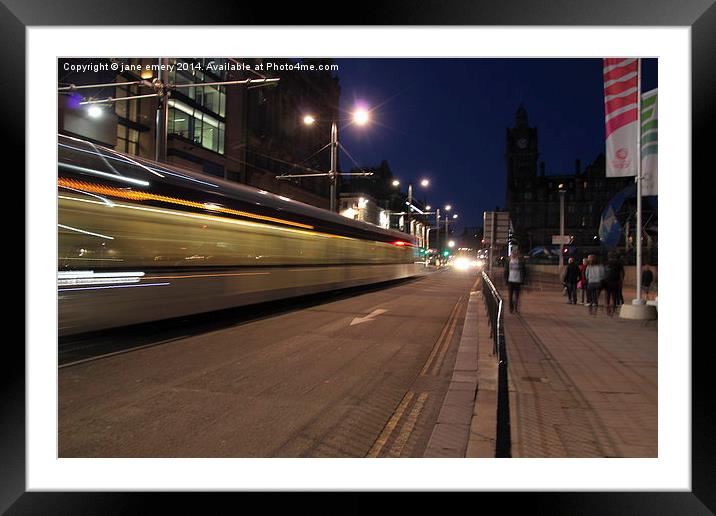  Tram in Edinburgh Framed Mounted Print by Jane Emery