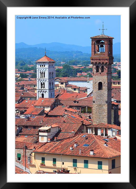  The Walled City of Luca Framed Mounted Print by Jane Emery