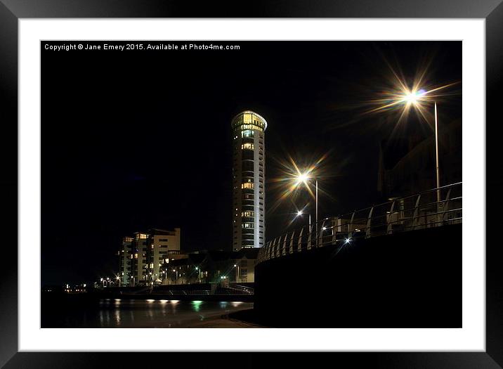  Swansea Marina at Night Framed Mounted Print by Jane Emery