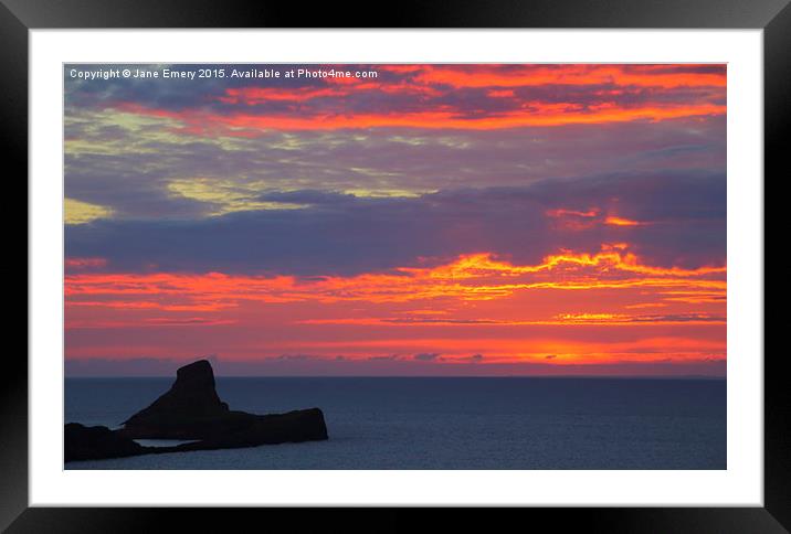  Sunset at Worms Head Framed Mounted Print by Jane Emery