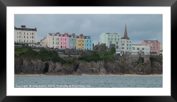 Tenby from the Sea Framed Mounted Print by Jane Emery