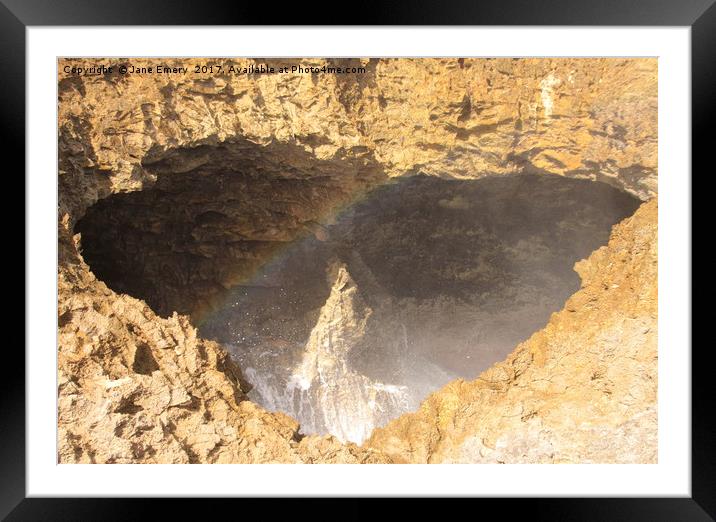 Rainbows in Blow Hole Framed Mounted Print by Jane Emery