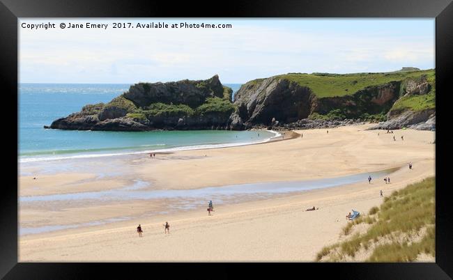 Stackpole to Barafundle Pembrokeshire West Wales Framed Print by Jane Emery