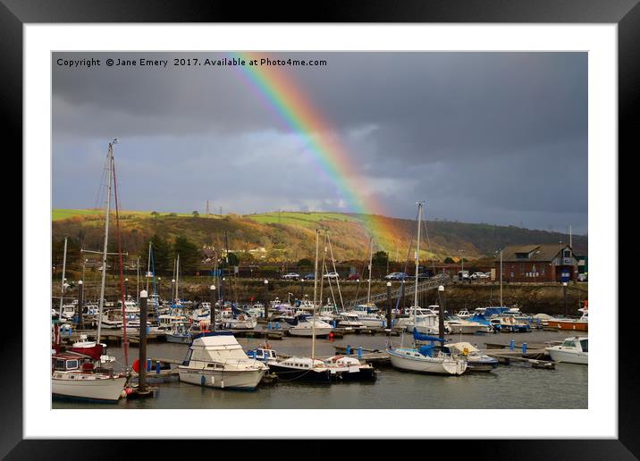 Rainbows over Burry Port Habour Framed Mounted Print by Jane Emery