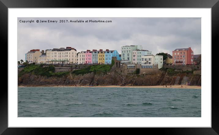 TENBY FROM THE SEA Framed Mounted Print by Jane Emery