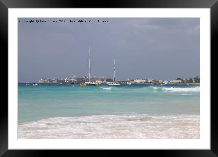 Barbados - Carlisle Bay, West Indies Framed Mounted Print by Jane Emery