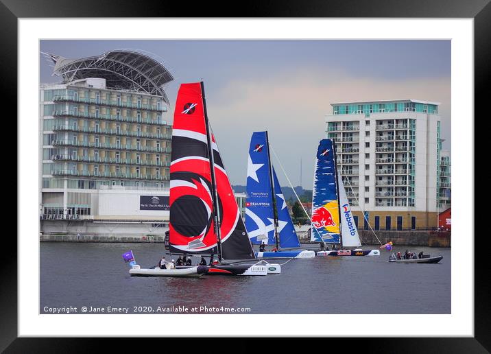 Extreme Sailing Series - Cardiff Harbour  Framed Mounted Print by Jane Emery
