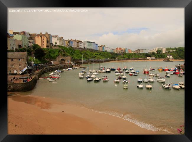 Tenby Harbour Tides In Framed Print by Jane Emery