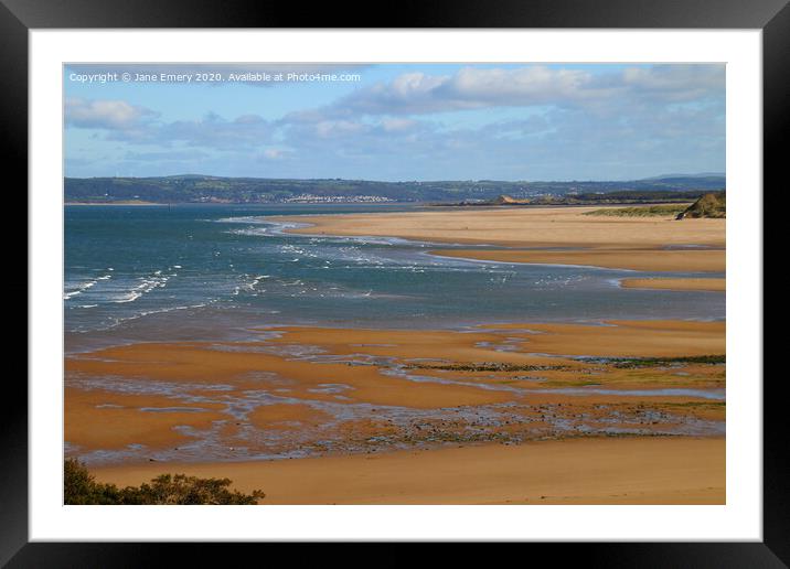 Whitford Sands, North Gower, Loughor Estuary Framed Mounted Print by Jane Emery