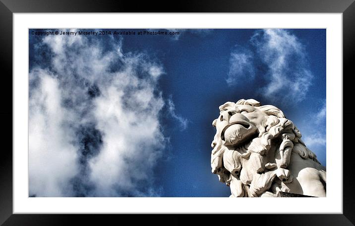 Lion Statue, London.  Framed Mounted Print by Jeremy Moseley