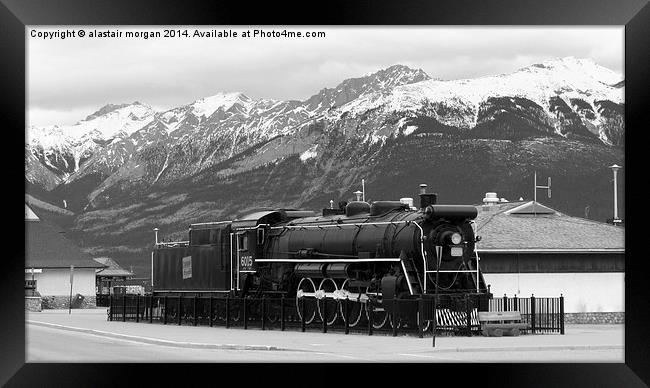 Canadian Train at Jasper Framed Print by alastair morgan