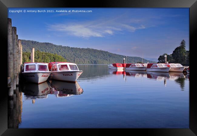 Windermere Hire Boats Framed Print by Antony Burch