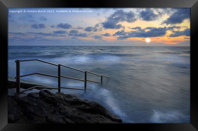 Bude Sea Pool Sunset Framed Print by Antony Burch