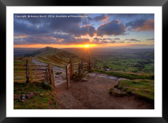 Mam Tor Sunrise Framed Mounted Print by Antony Burch