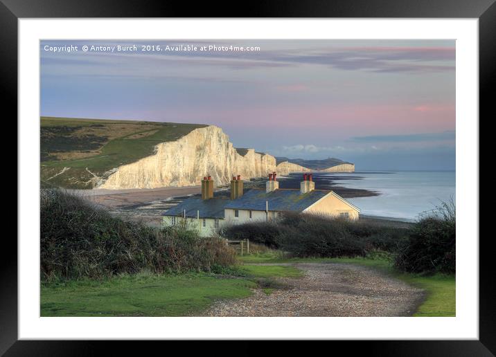 Seaford Head Sunset Framed Mounted Print by Antony Burch