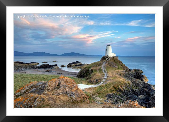 Twr Mawr Lighthouse Framed Mounted Print by Antony Burch