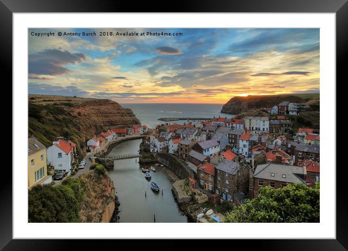 Staithes Sunrise Framed Mounted Print by Antony Burch