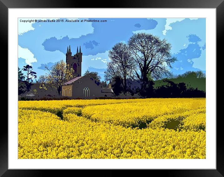  Rapeseed field. Retro poster effect. Framed Mounted Print by james burke