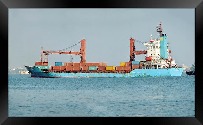 Cargo Ship Framed Print by Prathyush Thomas