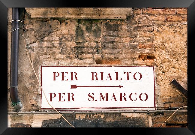Sign to Venice landmarks Framed Print by Dave Carroll