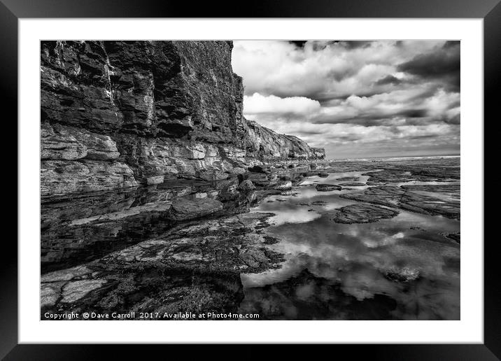 Jurassic Coast, England : Black and White Framed Mounted Print by Dave Carroll