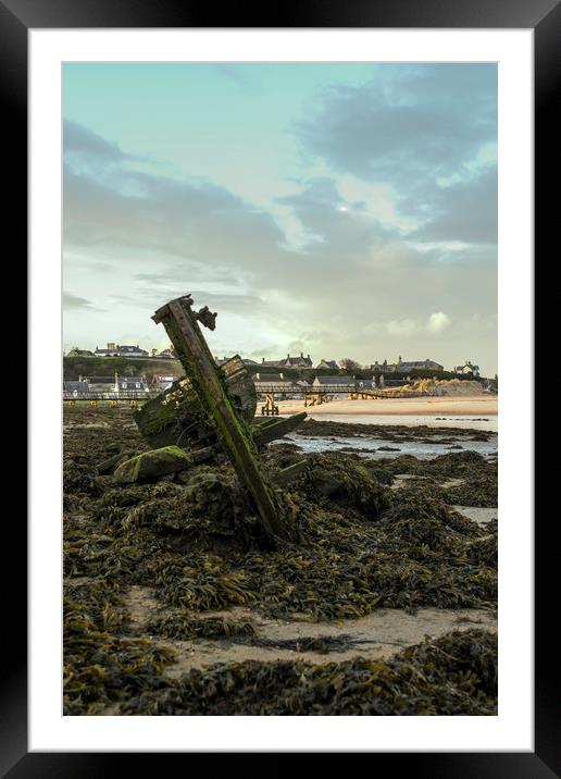 Old Beached Shipwreck Framed Mounted Print by Mark Fraser