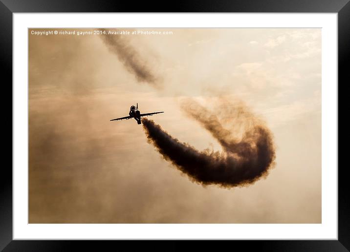 RAF Red Arrow, in the sunset Framed Mounted Print by Richard Gaynor