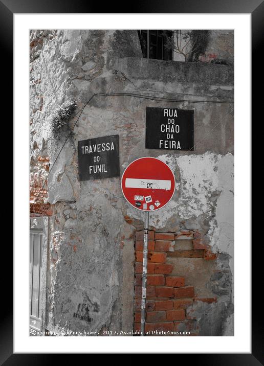 Street Signs in Lisbon Framed Mounted Print by benny hawes