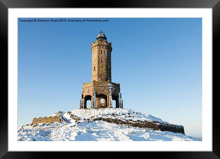 Darwen Tower in the snow Framed Mounted Print by Stephen Read