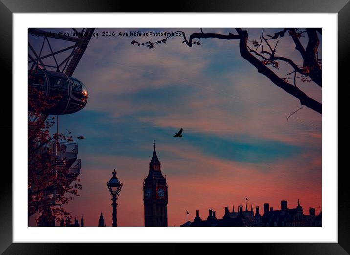sun setting  over  Big Ben and London Eye   Framed Mounted Print by Heaven's Gift xxx68