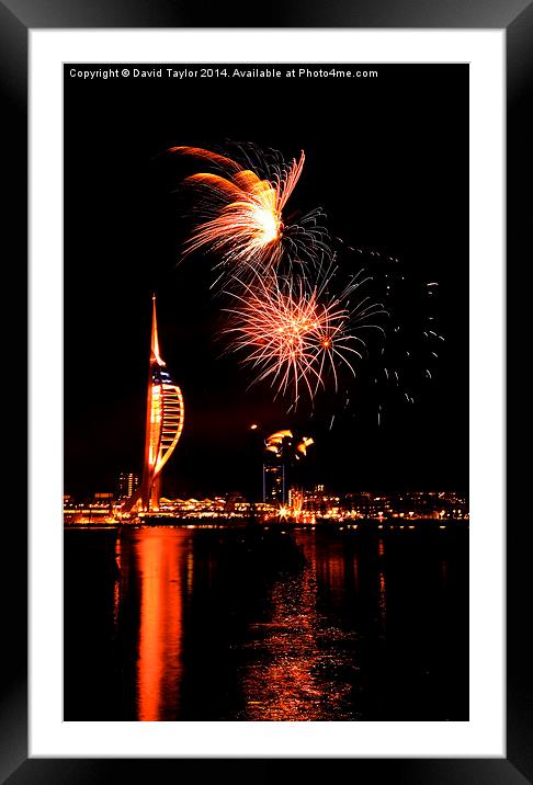  Spinnaker Tower Fireworks 12 Framed Mounted Print by David Taylor