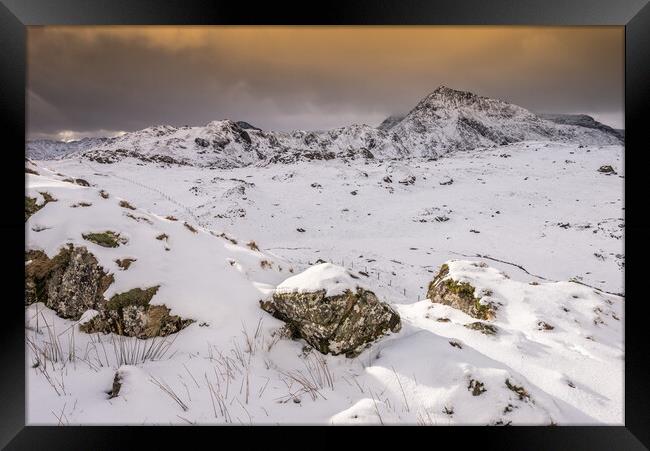 Sun lit rock Framed Print by Jonathon barnett