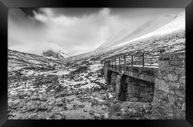 Winter bridge black and white Framed Print by Jonathon barnett