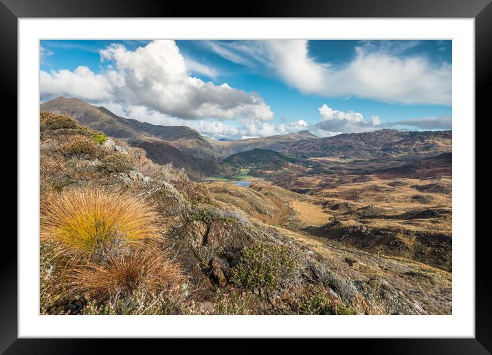 High above the waters of Llyn Dinas Framed Mounted Print by Jonathon barnett