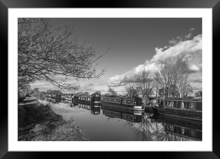 Shropshire Union Canal Chester black and white Framed Mounted Print by Jonathon barnett