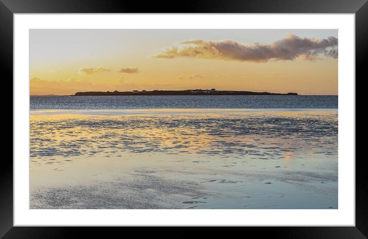 Sun setting on Hilbre Island Wirral Framed Mounted Print by Jonathon barnett
