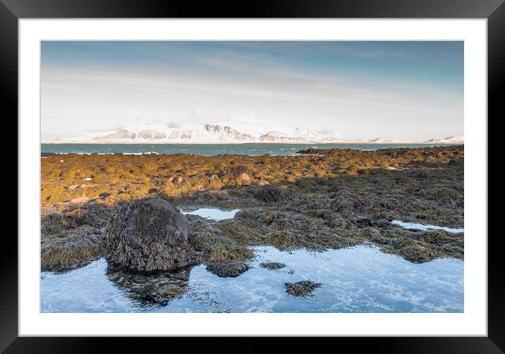 Snowcapped mountains Reykjavik Framed Mounted Print by Jonathon barnett