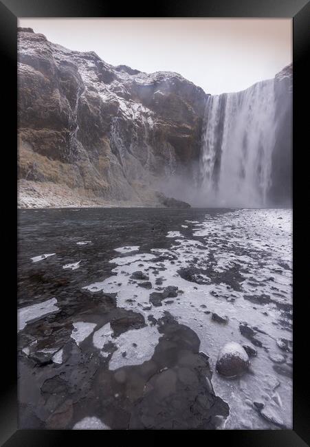 Ice patterns at Skogafoss Framed Print by Jonathon barnett