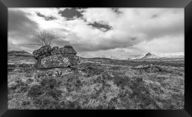 Stacked rocks Rannoch Moor Scotland Framed Print by Jonathon barnett