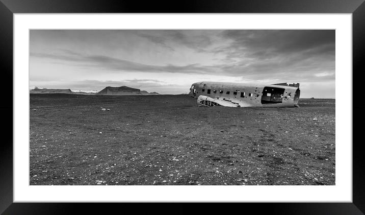 DC plane wreck Iceland Framed Mounted Print by Jonathon barnett