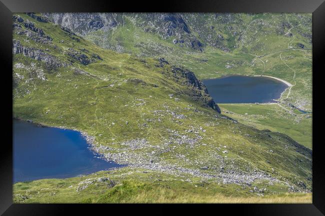 Two lakes Snowdonia Framed Print by Jonathon barnett